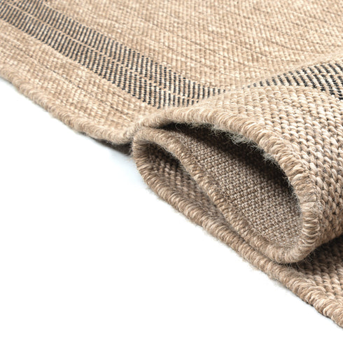 Outdoor Teppich Wetterfest in Sisal Jute Optik | Für Drinnen und Draußen | Terrasse Balkon Garten Wohnzimmer Badezimmer Küche | Bordüre A