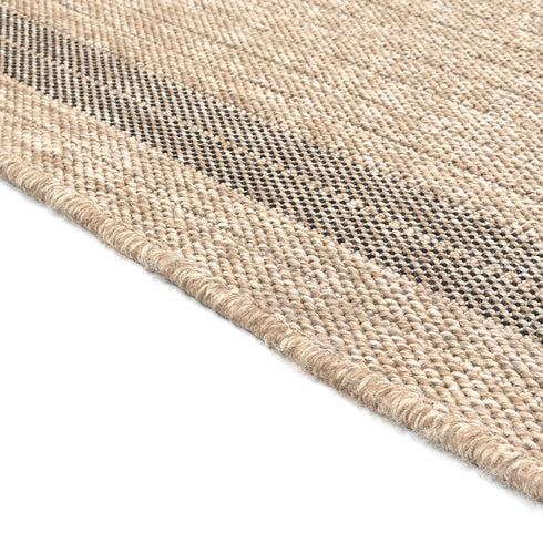 Outdoor Teppich Wetterfest in Sisal Jute Optik | Für Drinnen und Draußen | Terrasse Balkon Garten Wohnzimmer Badezimmer Küche | Bordüre A