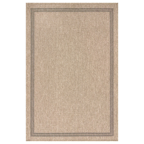 Outdoor Teppich Wetterfest in Sisal Jute Optik | Für Drinnen und Draußen | Terrasse Balkon Garten Wohnzimmer Badezimmer Küche | Bordüre A