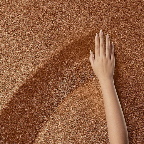 Kurzflor Teppich Designer | Flauschiger Flachflor fürs Wohnzimmer, Esszimmer, Schlafzimmer oder Kinderzimmer | Terra Kupfer