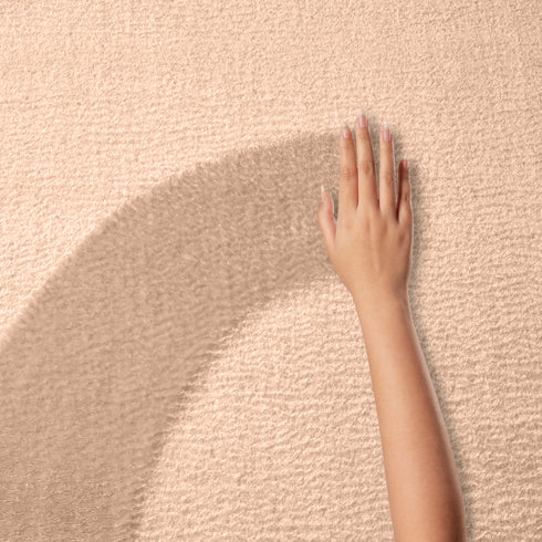 Waschbarer Teppich mit Anti-Rutsch | Flauschiger Flachflor für Badezimmer, Kinderzimmer oder Flur Läufer | Beige Rund