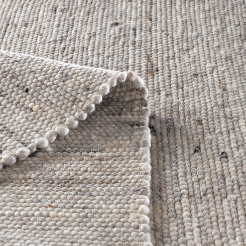 Wollteppich Gewalkt | Reine Schur-Wolle Handweb Teppich im Skandinavischen Design | Grau Meliert