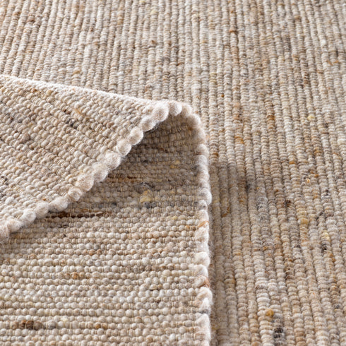 Wollteppich Natur | Reine Schur-Wolle Handweb Teppich im Skandinavischen Design | Sand