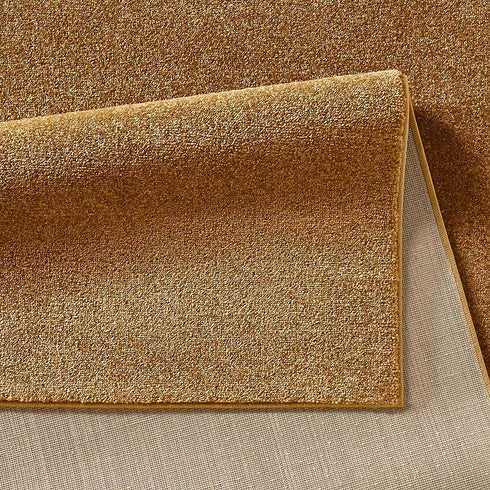 Kurzflor Teppich Designer | Flauschiger Flachflor fürs Wohnzimmer, Esszimmer, Schlafzimmer oder Kinderzimmer | Gelb