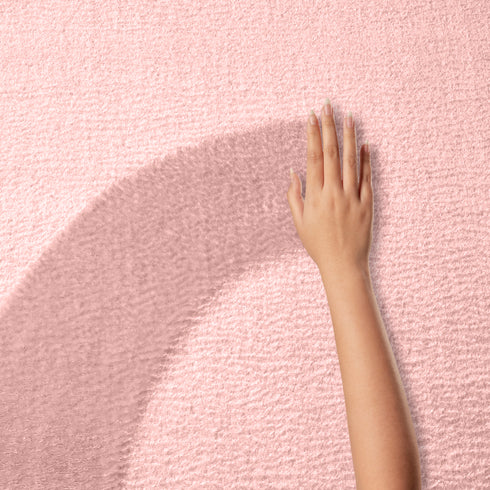 Waschbarer Teppich mit Anti-Rutsch | Flauschiger Flachflor für Badezimmer, Kinderzimmer oder Flur Läufer | Rosa Rund