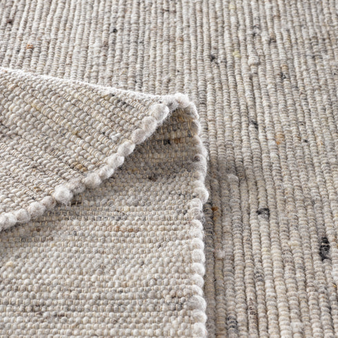 Wollteppich Natur | Reine Schur-Wolle Handweb Teppich im Skandinavischen Design | Grau Meliert