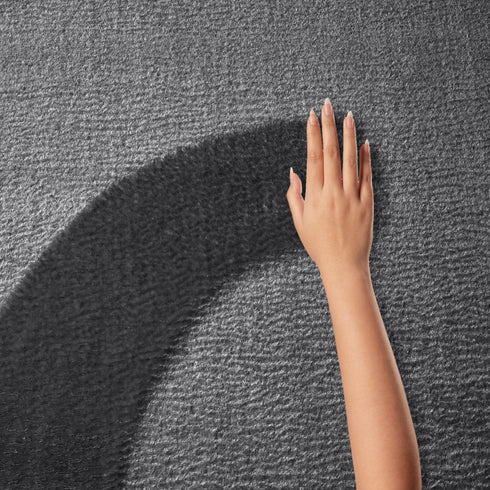 Waschbarer Teppich mit Anti-Rutsch | Flauschiger Flachflor für Badezimmer, Kinderzimmer oder Flur Läufer | Anthrazit Rund