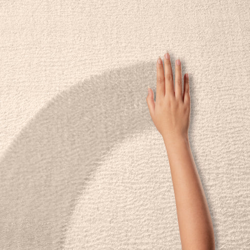 Waschbarer Teppich mit Anti-Rutsch | Flauschiger Flachflor für Badezimmer, Kinderzimmer oder Flur Läufer | Creme