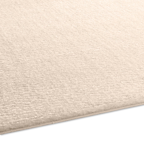 Waschbarer Teppich mit Anti-Rutsch | Flauschiger Flachflor für Badezimmer, Kinderzimmer oder Flur Läufer | Creme