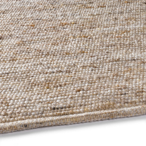 Wollteppich Natur | Reine Schur-Wolle Handweb Teppich im Skandinavischen Design | Sand