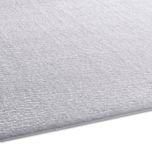 Waschbarer Teppich mit Anti-Rutsch | Flauschiger Flachflor für Badezimmer, Kinderzimmer oder Flur Läufer | Grau