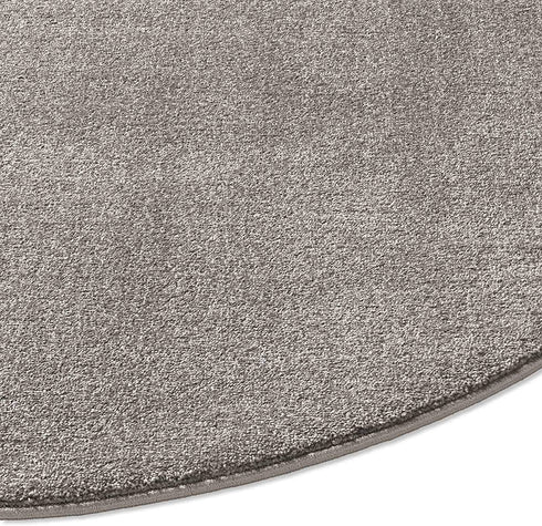 Kurzflor Teppich Designer | Flauschiger Flachflor fürs Wohnzimmer, Esszimmer, Schlafzimmer oder Kinderzimmer | Grau Rund