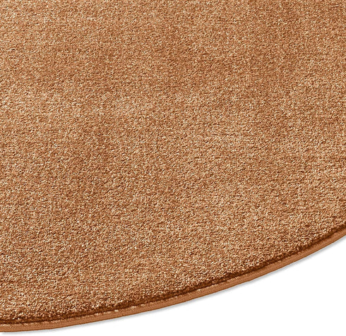 Kurzflor Teppich Designer | Flauschiger Flachflor fürs Wohnzimmer, Esszimmer, Schlafzimmer oder Kinderzimmer | Terra Kupfer Rund