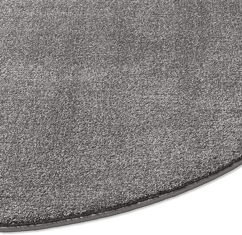 Kurzflor Teppich Designer | Flauschiger Flachflor fürs Wohnzimmer, Esszimmer, Schlafzimmer oder Kinderzimmer | Dunkel Grau Rund