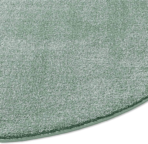 Kurzflor Teppich Designer | Flauschiger Flachflor fürs Wohnzimmer, Esszimmer, Schlafzimmer oder Kinderzimmer | Mint Grün Rund