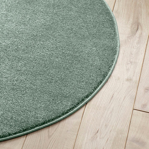 Kurzflor Teppich Designer | Flauschiger Flachflor fürs Wohnzimmer, Esszimmer, Schlafzimmer oder Kinderzimmer | Mint Grün Rund