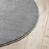 Kurzflor Teppich Designer | Flauschiger Flachflor fürs Wohnzimmer, Esszimmer, Schlafzimmer oder Kinderzimmer | Grau Rund