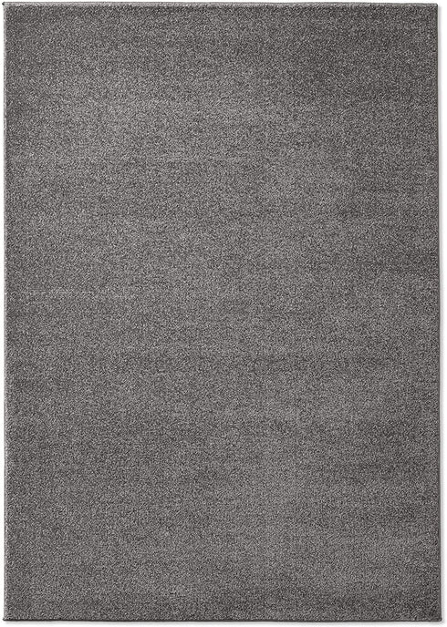 Kurzflor Teppich Designer | Flauschiger Flachflor fürs Wohnzimmer, Esszimmer, Schlafzimmer oder Kinderzimmer | Dunkel Grau