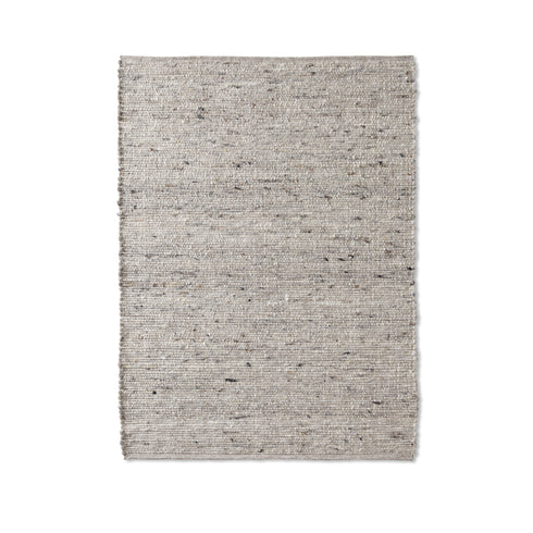 Wollteppich Natur | Reine Schur-Wolle Handweb Teppich im Skandinavischen Design | Grau Meliert