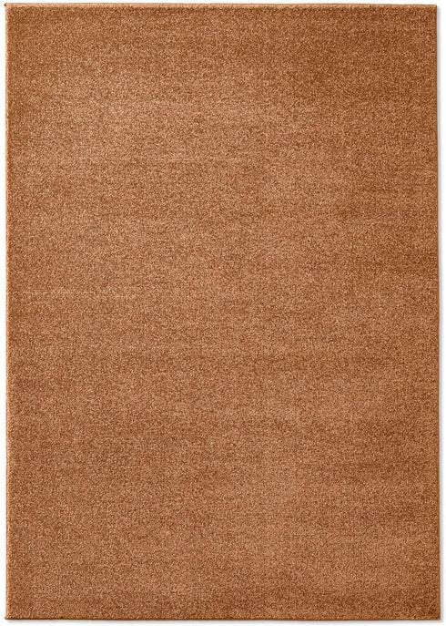 Kurzflor Teppich Designer | Flauschiger Flachflor fürs Wohnzimmer, Esszimmer, Schlafzimmer oder Kinderzimmer | Terra Kupfer