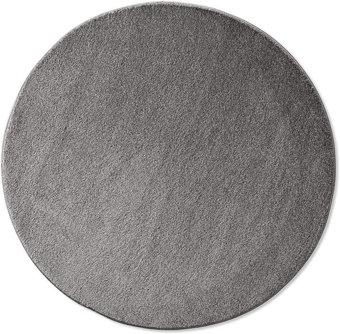 Kurzflor Teppich Designer | Flauschiger Flachflor fürs Wohnzimmer, Esszimmer, Schlafzimmer oder Kinderzimmer | Dunkel Grau Rund