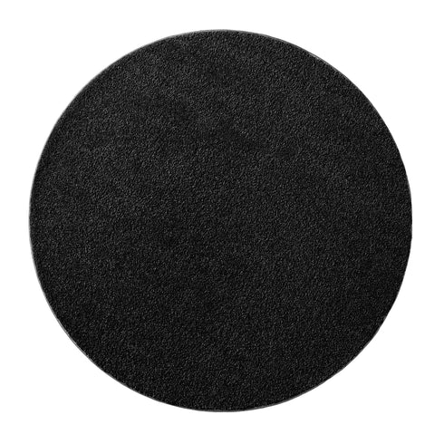 Kurzflor Teppich | Flauschiger Flachflor für Wohnzimmer, Esszimmer, Schlafzimmer oder Kinderzimmer | Schwarz Rund
