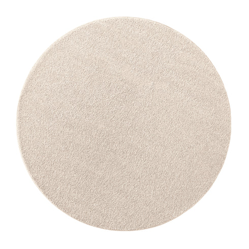 Kurzflor Teppich | Flauschiger Flachflor für Wohnzimmer, Esszimmer, Schlafzimmer oder Kinderzimmer | Creme Rund