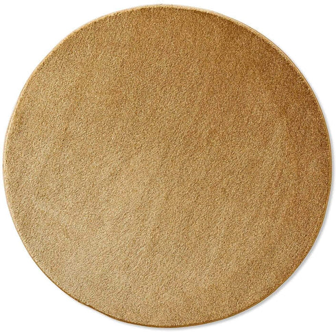 Kurzflor Teppich Designer | Flauschiger Flachflor fürs Wohnzimmer, Esszimmer, Schlafzimmer oder Kinderzimmer | Gelb Rund