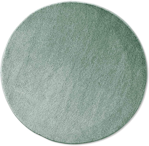 Kurzflor Teppich Designer | Flauschiger Flachflor fürs Wohnzimmer, Esszimmer, Schlafzimmer oder Kinderzimmer | Mint Grün Rund