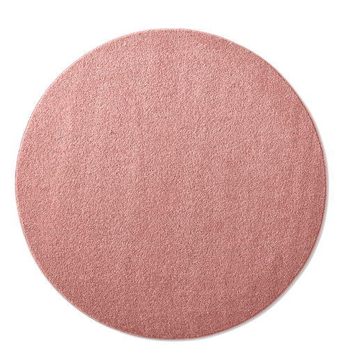 Kurzflor Teppich Designer | Flauschiger Flachflor fürs Wohnzimmer, Esszimmer, Schlafzimmer oder Kinderzimmer | Rosa Rund