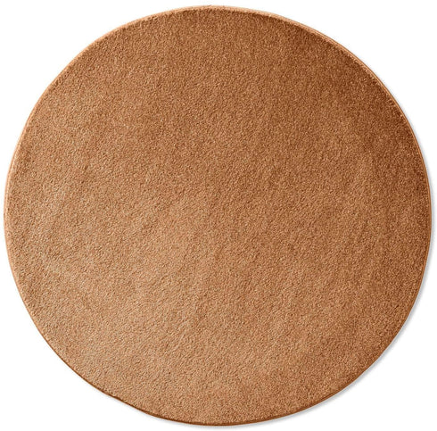 Kurzflor Teppich Designer | Flauschiger Flachflor fürs Wohnzimmer, Esszimmer, Schlafzimmer oder Kinderzimmer | Terra Kupfer Rund