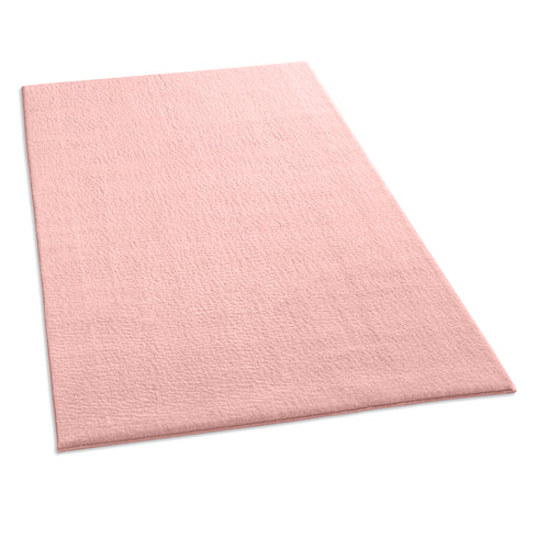 Waschbarer Teppich mit Anti-Rutsch | Flauschiger Flachflor für Badezimmer, Kinderzimmer oder Flur Läufer | Rosa