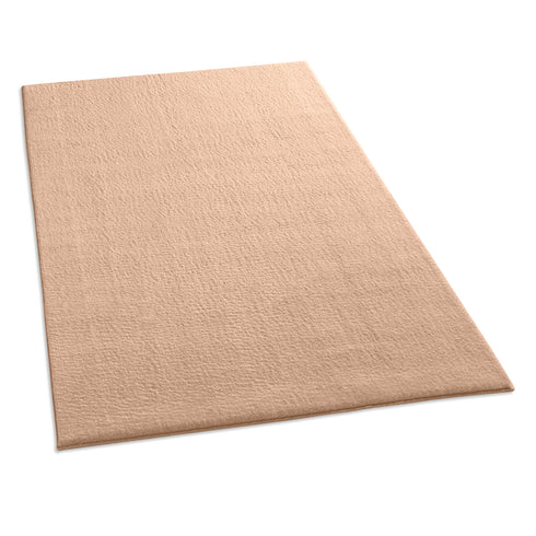 Waschbarer Teppich mit Anti-Rutsch | Flauschiger Flachflor für Badezimmer, Kinderzimmer oder Flur Läufer | Beige