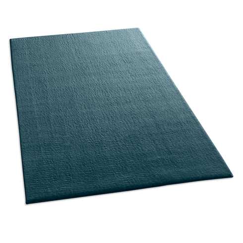 Waschbarer Teppich mit Anti-Rutsch | Flauschiger Flachflor für Badezimmer, Kinderzimmer oder Flur Läufer | Blau