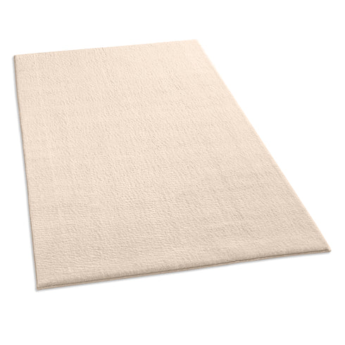 Waschbarer Teppich mit Anti-Rutsch | Flauschiger Flachflor für Badezimmer, Kinderzimmer oder Flur Läufer | Creme