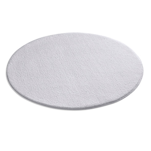 Waschbarer Teppich mit Anti-Rutsch | Flauschiger Flachflor für Badezimmer, Kinderzimmer oder Flur Läufer | Grau Rund