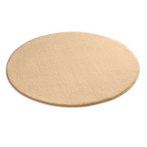 Waschbarer Teppich mit Anti-Rutsch | Flauschiger Flachflor für Badezimmer, Kinderzimmer oder Flur Läufer | Gelb Rund