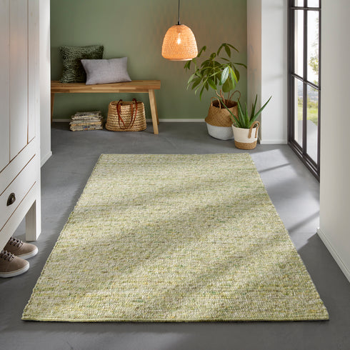 Wollteppich Gewalkt | Reine Schur-Wolle Handweb Teppich skandinavisch | Grün