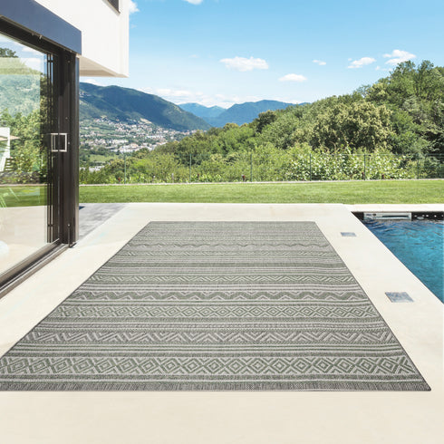 Outdoor Teppich | Für Drinnen und Draußen | Terrasse Balkon Garten Wohnzimmer Badezimmer Küche Flur Läufer | Grün