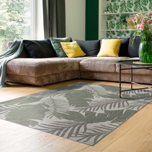 Outdoor Teppich | Für Drinnen und Draußen | Terrasse Balkon Garten Wohnzimmer Badezimmer Küche Flur Läufer | Grün Rund