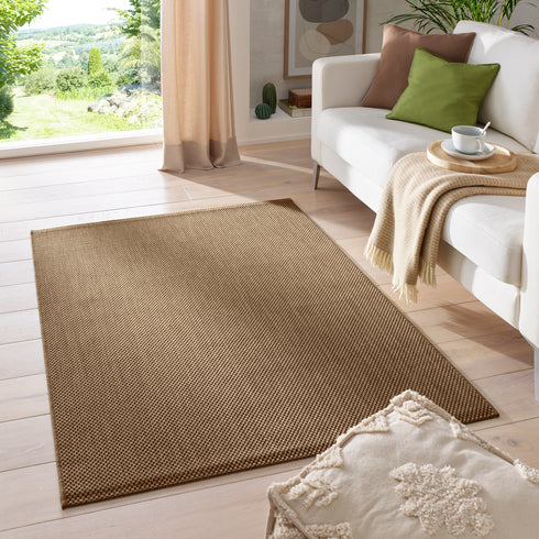 Outdoor Teppich | Für Drinnen und Draußen | Terrasse Balkon Garten Wohnzimmer Badezimmer Küche Flur Läufer | Braun