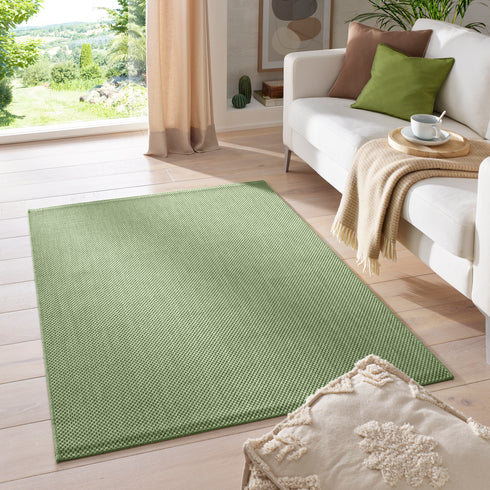 Outdoor Teppich | Für Drinnen und Draußen | Terrasse Balkon Garten Wohnzimmer Badezimmer Küche Flur Läufer | Grün