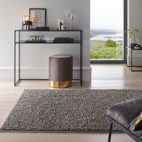 Waschbarer Shaggy | Ideal auch als Badematte | Wohnzimmer Badezimmer Küche Flur Läufer | Anthrazit Rund
