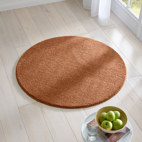 Kurzflor Teppich | Flauschiger Flachflor für Wohnzimmer, Esszimmer, Schlafzimmer oder Kinderzimmer | Terra Rund