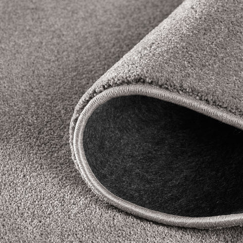 Kurzflor Teppich | Flauschiger Flachflor für Wohnzimmer, Esszimmer, Schlafzimmer oder Kinderzimmer | Anthrazit