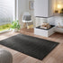 Kurzflor Teppich Designer | Flauschiger Flachflor fürs Wohnzimmer, Esszimmer, Schlafzimmer oder Kinderzimmer | Anthrazit