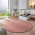 Kurzflor Teppich Designer | Flauschiger Flachflor fürs Wohnzimmer, Esszimmer, Schlafzimmer oder Kinderzimmer | Rosa Rund