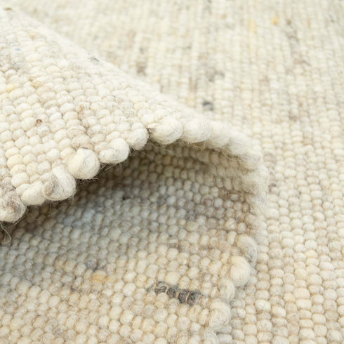 Wollteppich Gewalkt | Reine Schur-Wolle Handweb Teppich im Skandinavischen Design | Natur Meliert