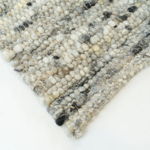 Wollteppich Natur | Reine Schur-Wolle Handweb Teppich im Skandinavischen Design | Grau Meliert