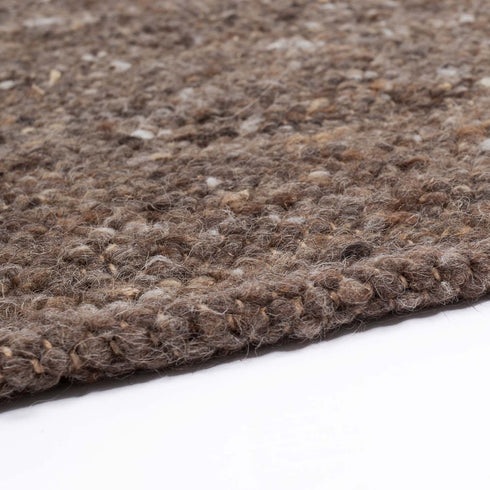 Wollteppich Natur | Reine Schur-Wolle Handweb Teppich im Skandinavischen Design | Braun Multi